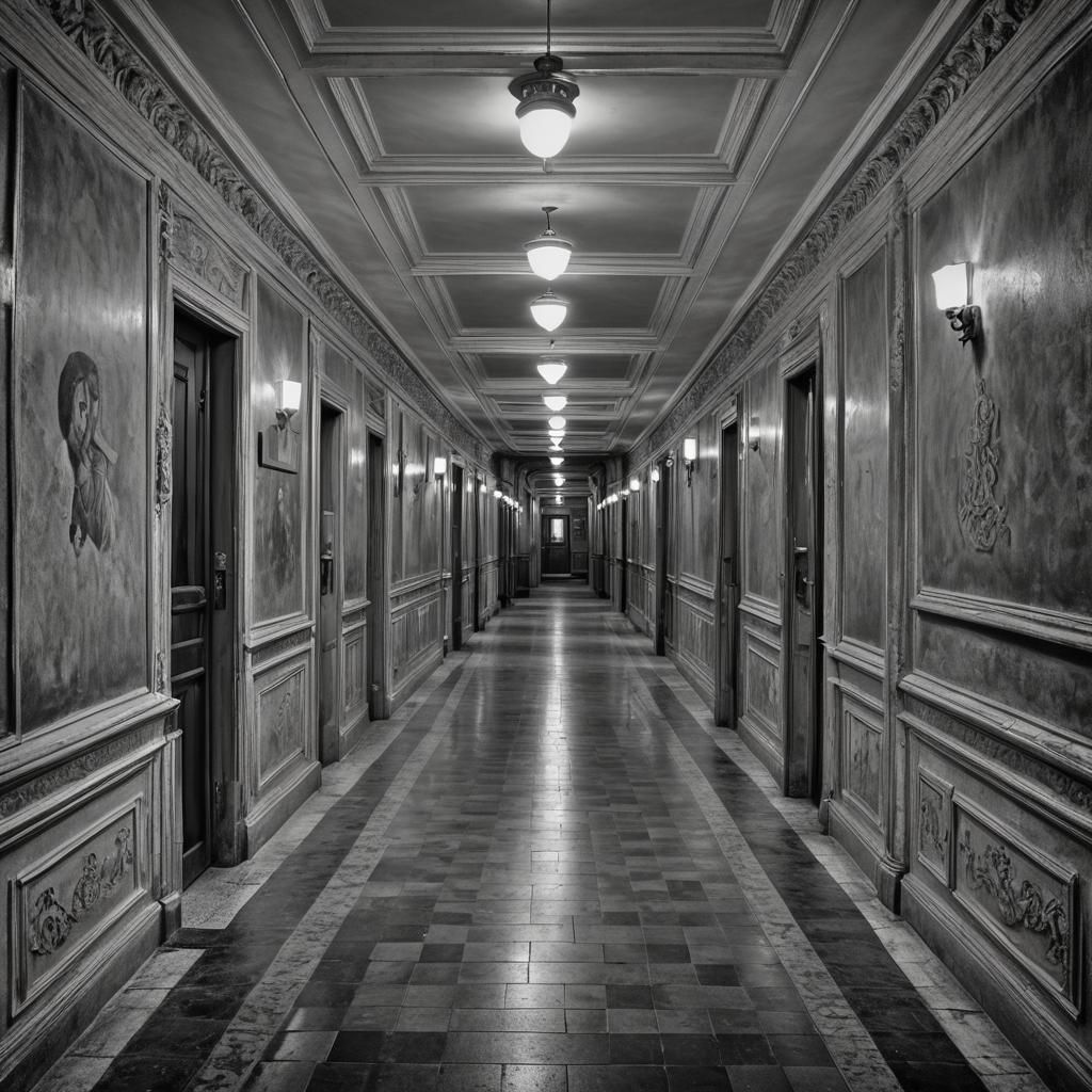 Eerie Empty Corridors in Hyperrealistic Style