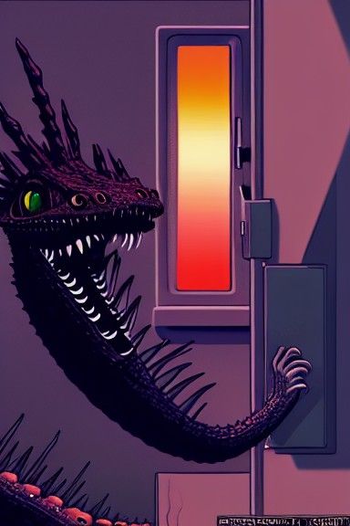 Horrific Space Lizards Feast, Anime Digital Art