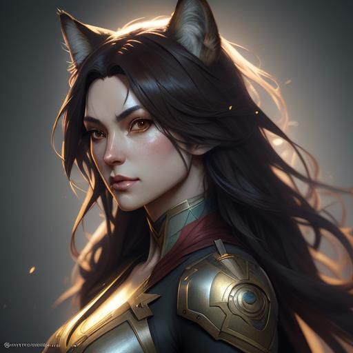 Anime Fox Girl Portrait in Hyperdetailed Digital Art