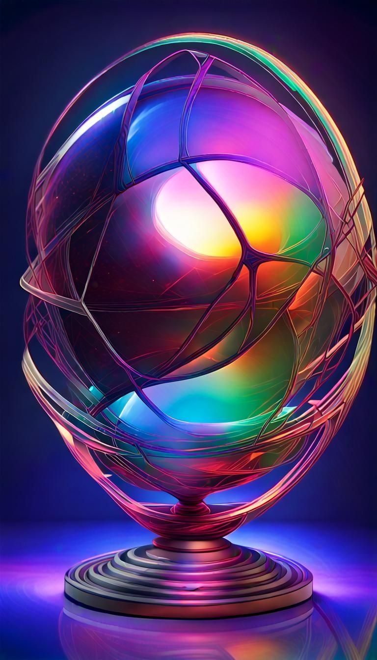 Iridescent Orbs on Prismatic Backgrounds in Geometric Abstra...