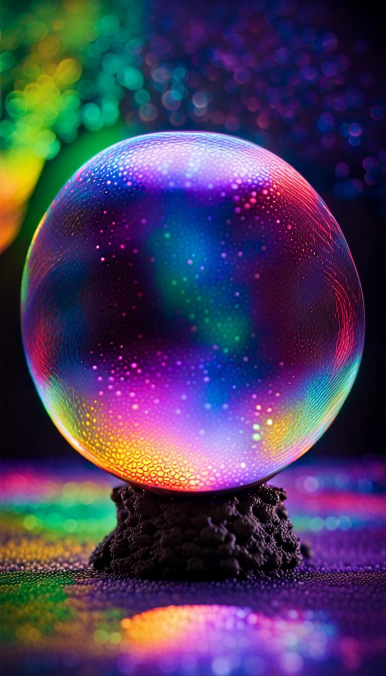Iridescent Orbs on Prismatic Backgrounds in 3D