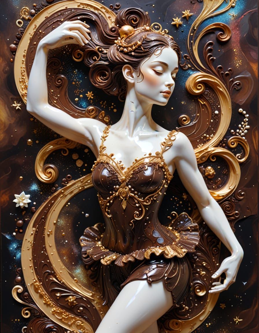 Sumptuous Coffee Sculpture Prima Ballerina in Space