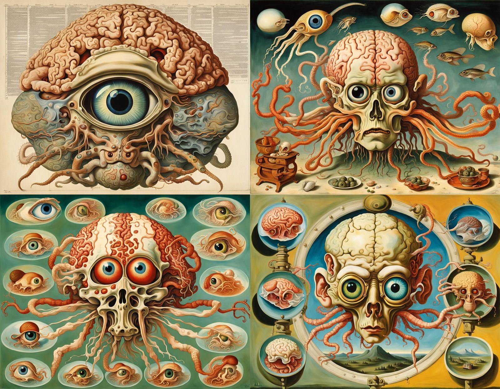 Surreal Calamari Brain Hybrid: An Anatomical Fantasy