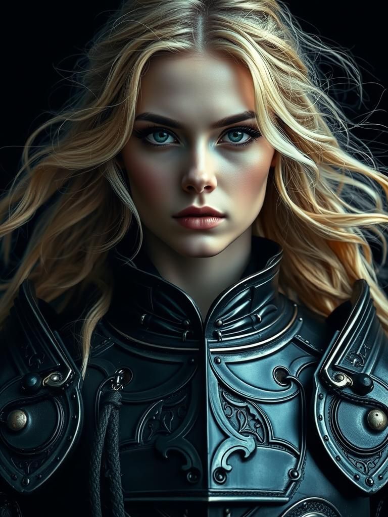 Elegant Female Knight in Black Glass Armor