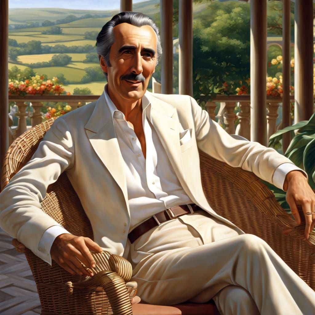 Actor Relaxing on Veranda in Spain: Photorealistic Render