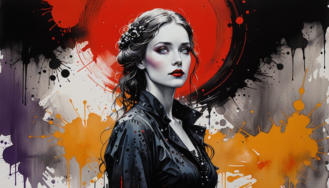 Ethereal Portrait in Polka Dot Style