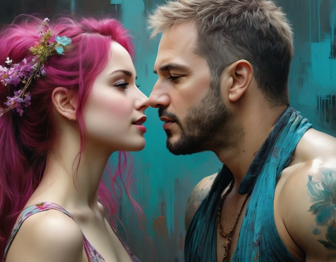 Duotone Portrait of Couple in Fine Art Style