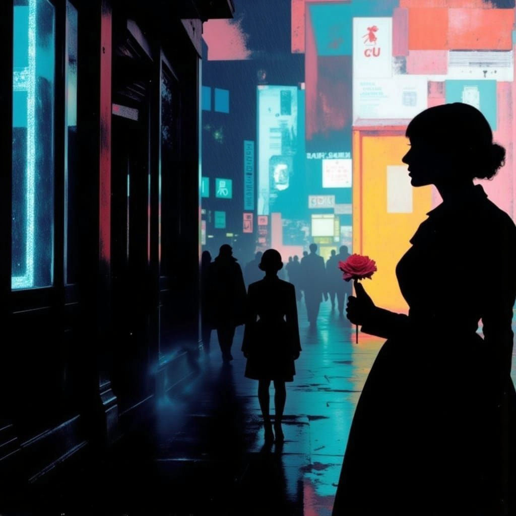 Synthwave Neon Nights in a Glitch Art Style