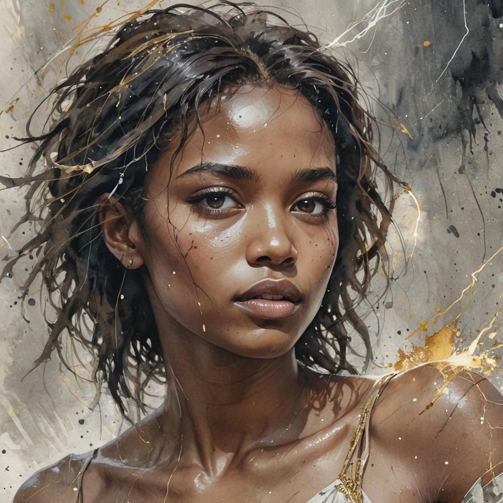 Vibrant Digital Portrait of a Young Woman in a Futuristic Wo...