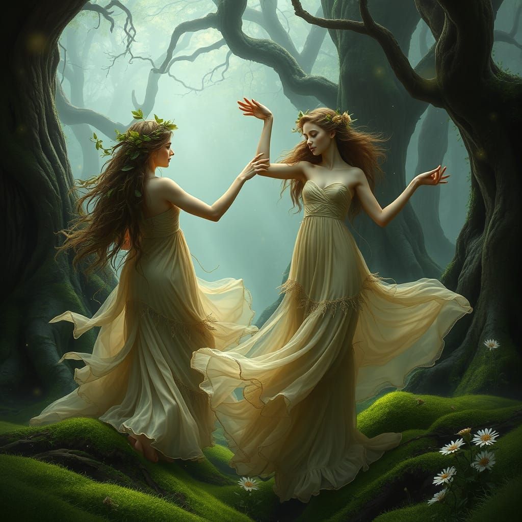 Mystical Forest Nymphs in Ethereal Gowns