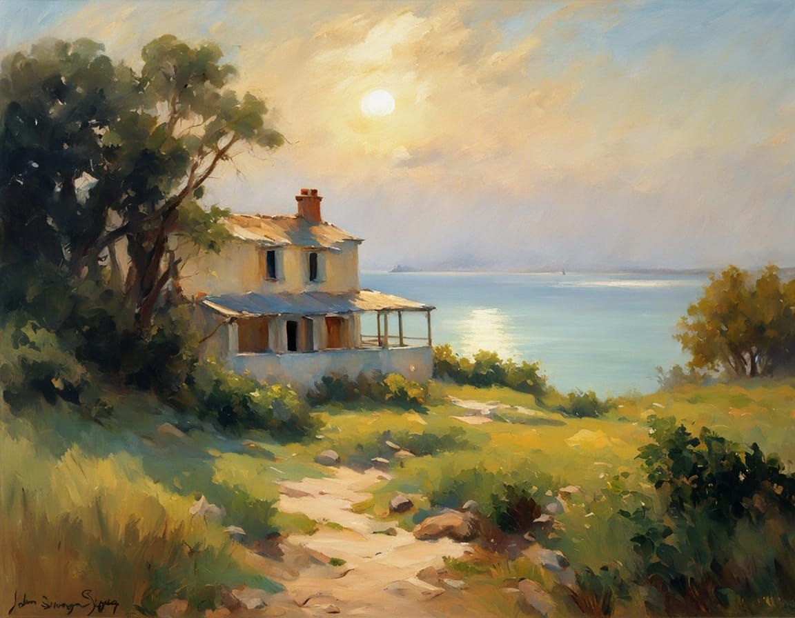 Island Masterpiece in Warm Impressionist Hues