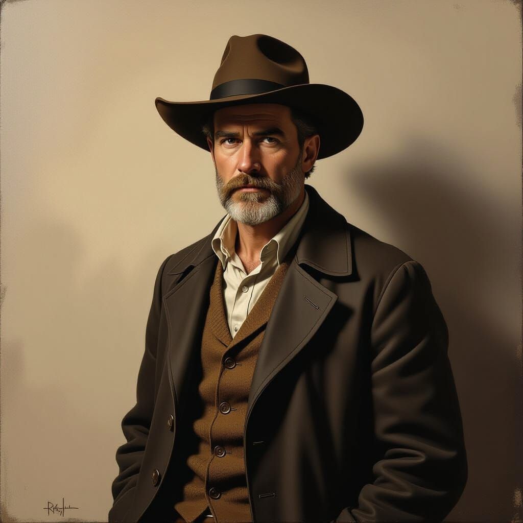 Man in Casual Outfit, in the Style of Classic Masters