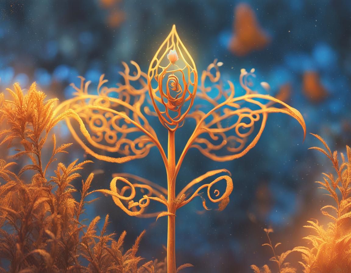 Mystical Blue Rose in Ancient Forest