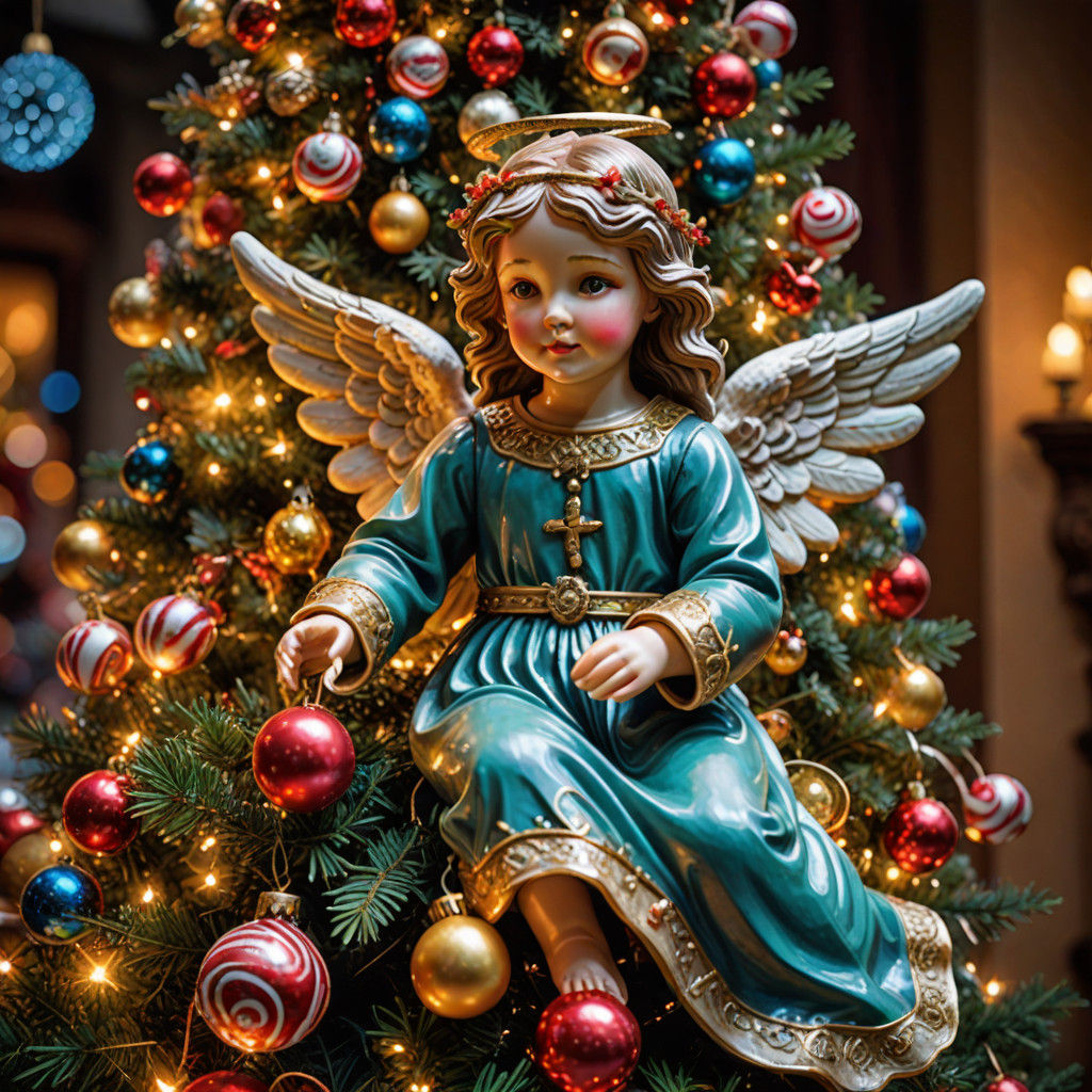 Whimsical Christmas Angel in Vibrant Candy Art Style