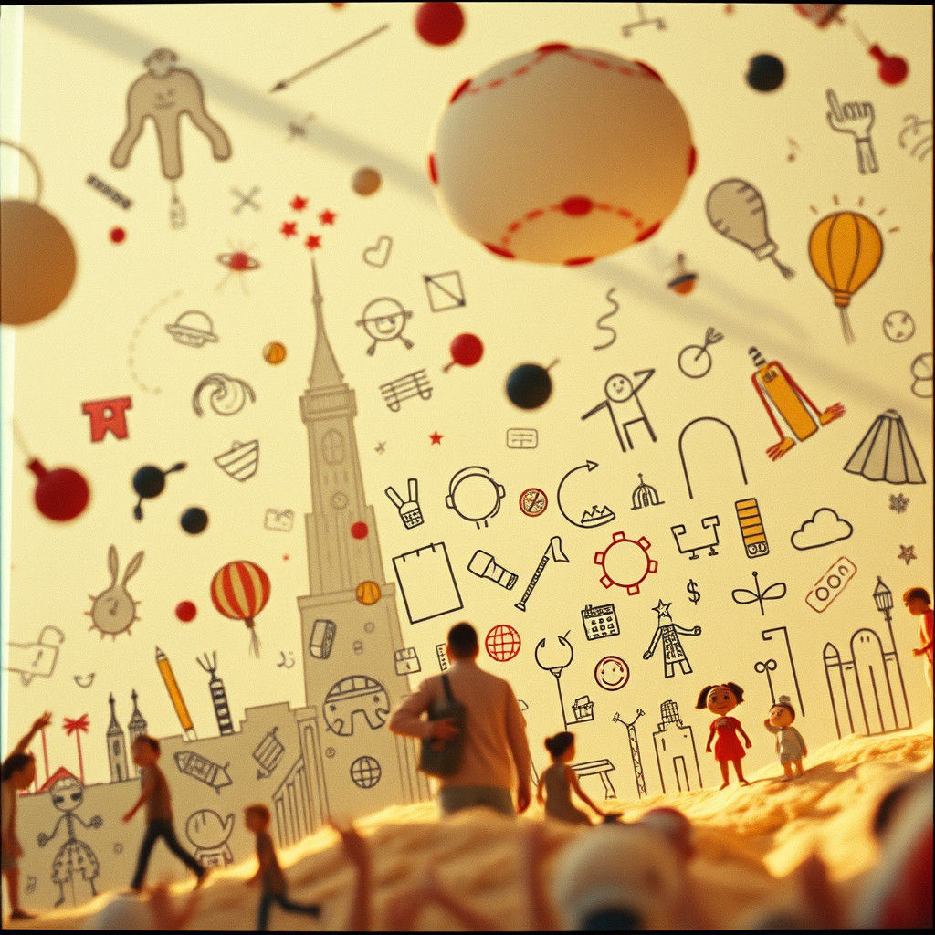 Whimsical Doodle World: Cinematic Film Still
