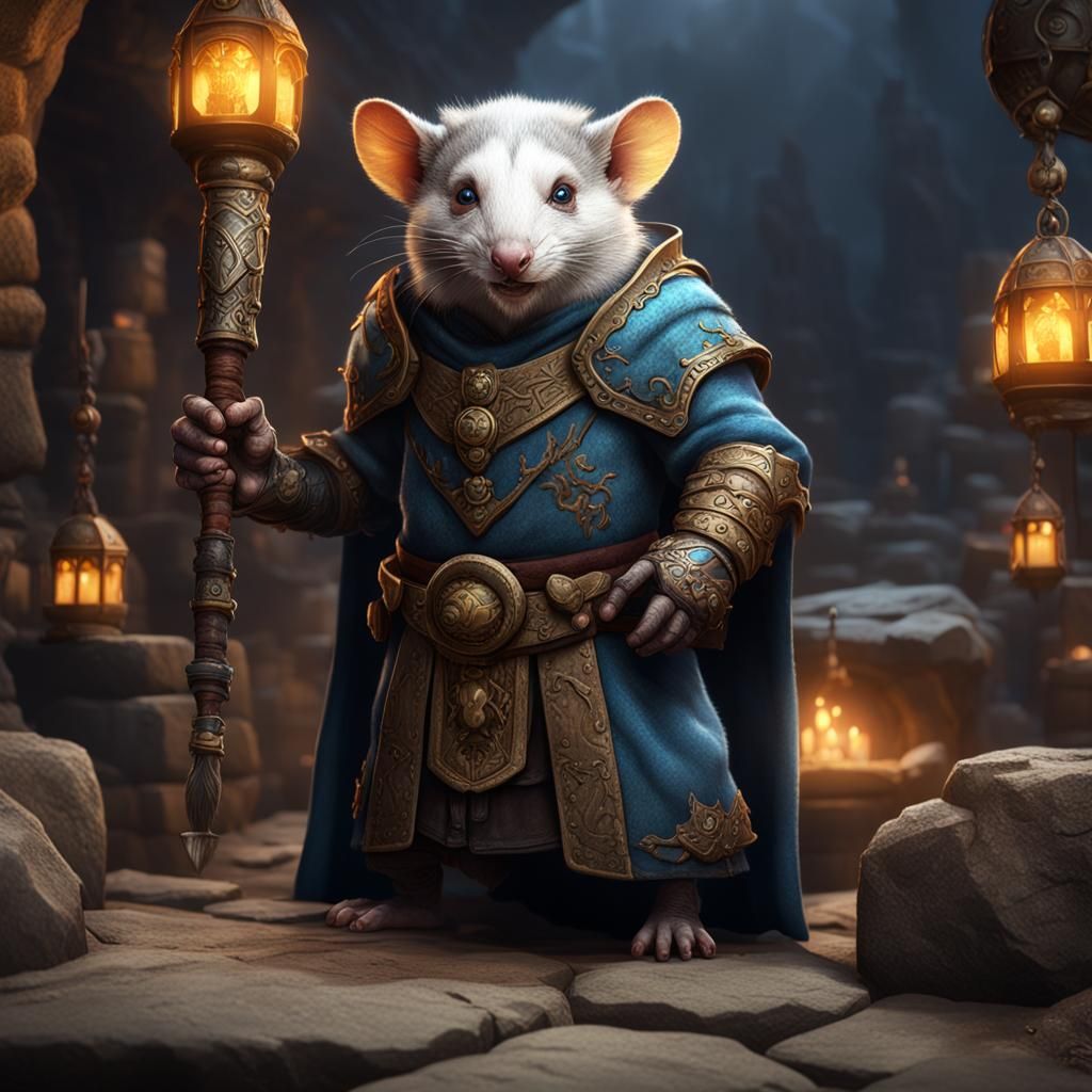 Dwarven Opossum Cleric in Detailed Matte Painting