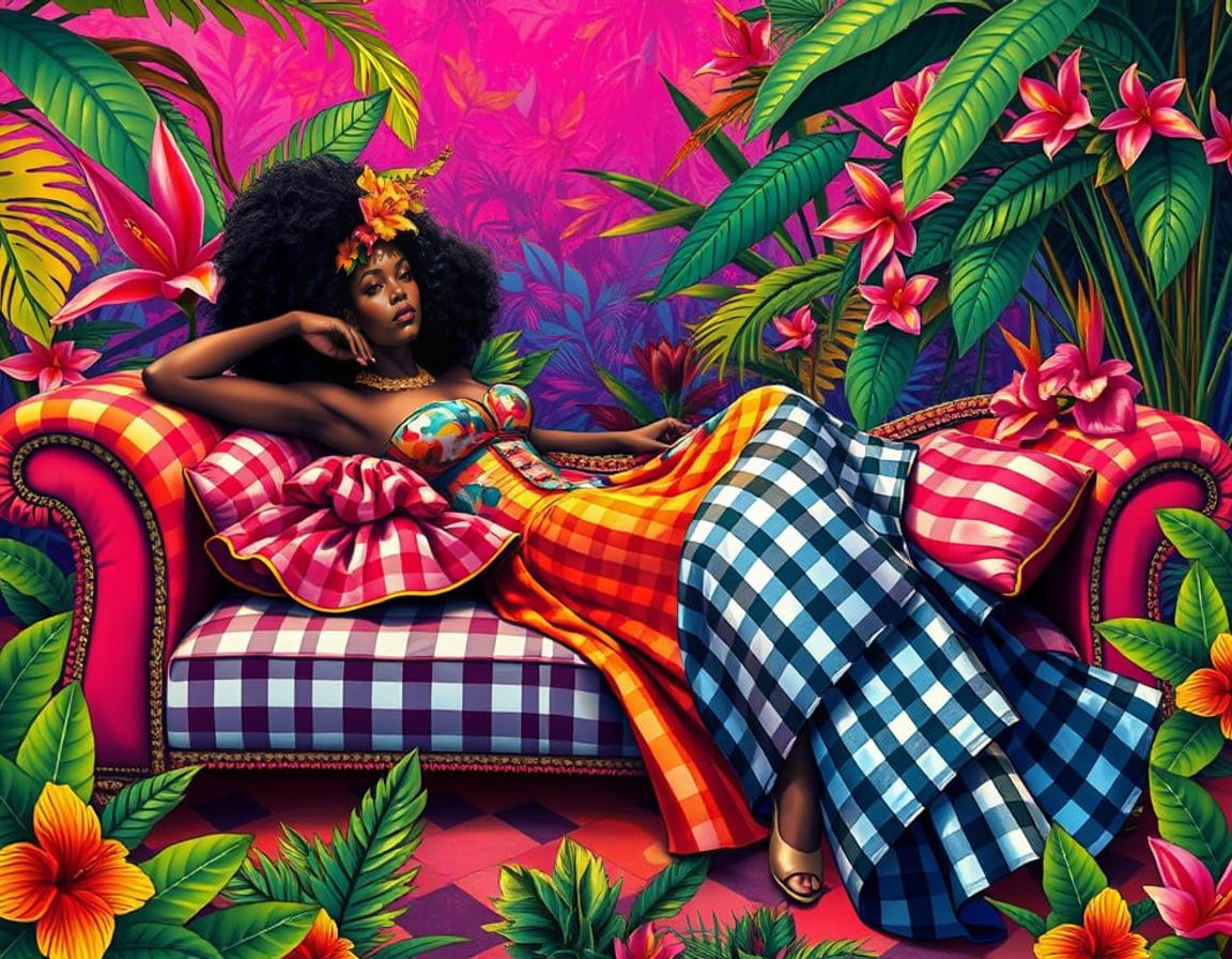 Gingham Goddess in a Tropical Paradise