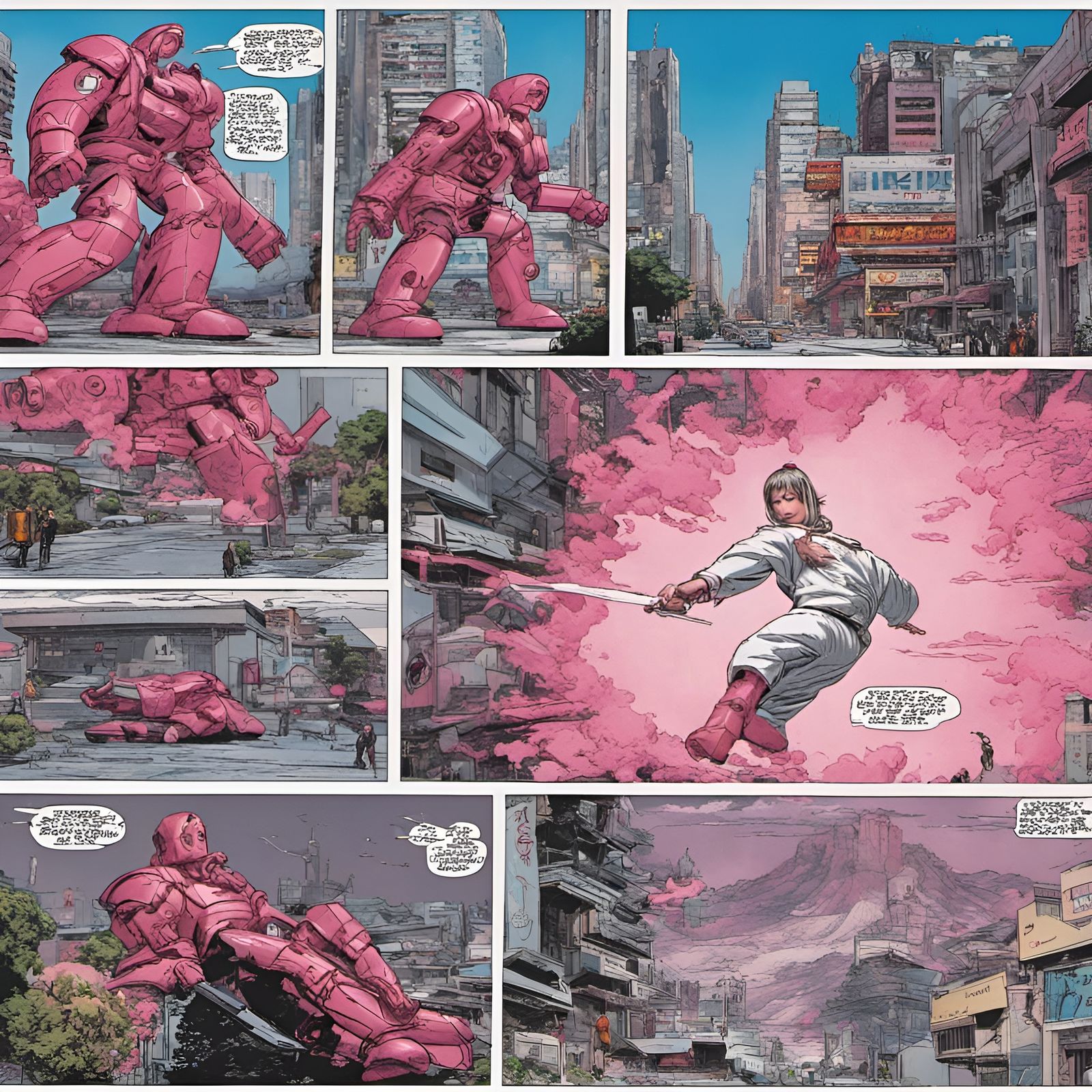 Yoshimi Battles Pink Robots in Comic Book Art