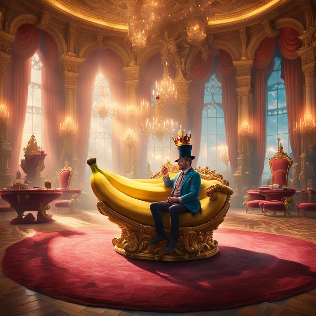 Baroque Banana Split Monarch on Throne: Digital Painting