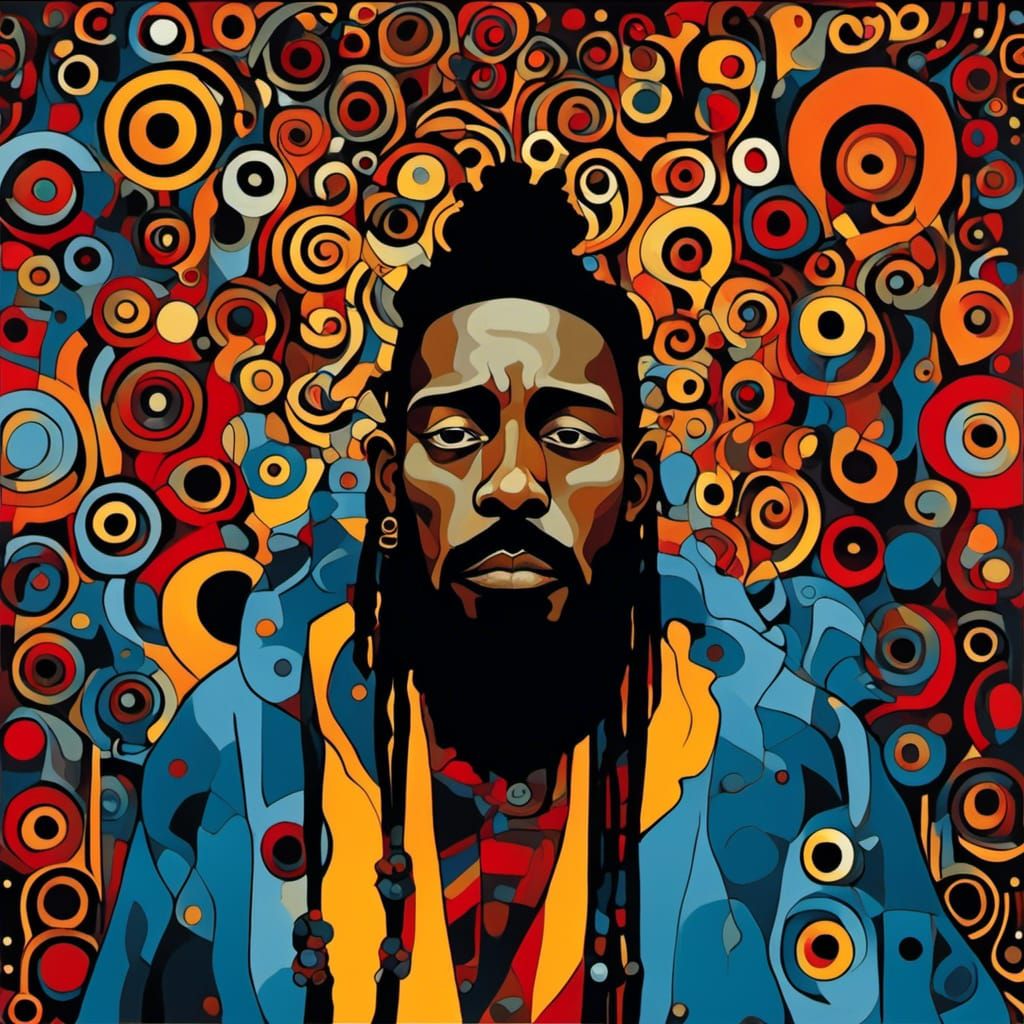 Psychedelic Hip Hop Portrait in Klimt Style