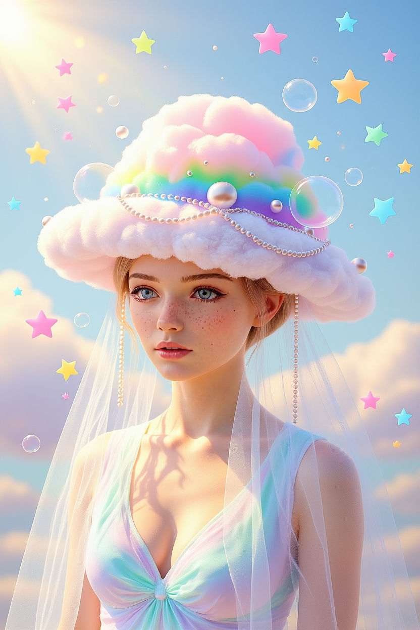 Dreamy Cotton Candy Cloud Hat Portrait