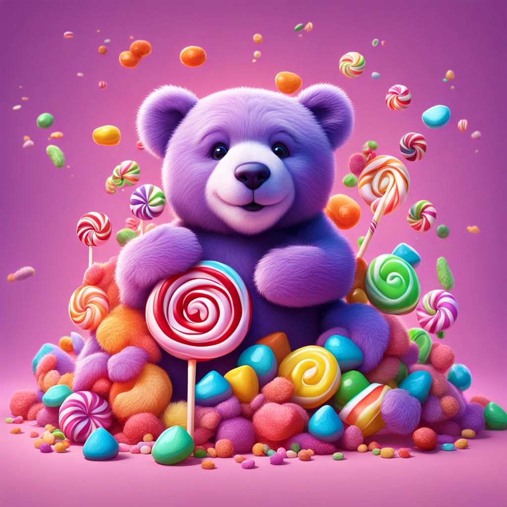 Unstitched Teddy Bear in Candy Art Style