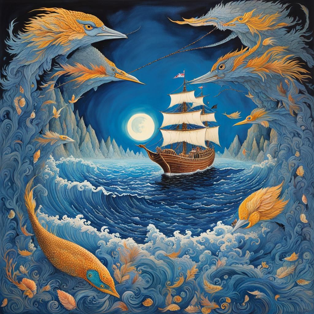 Voyage of Dawn Treader in Rococo Watercolour Style