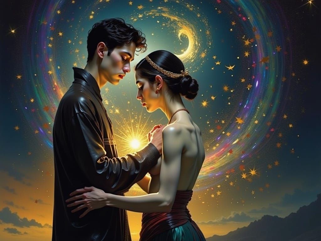 Luminous Undressing of Love: Surreal Pointillist Concept