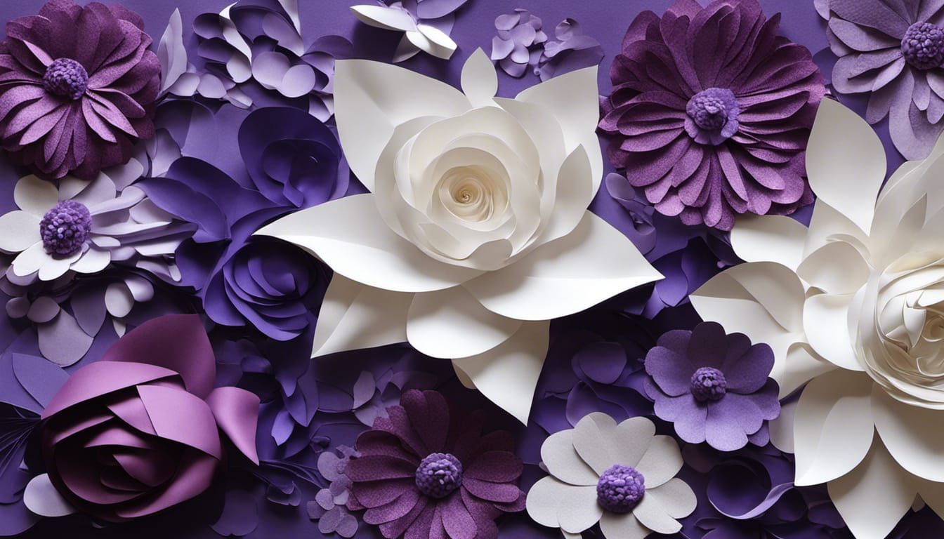 Purple and Violet Floral Collage on Canvas