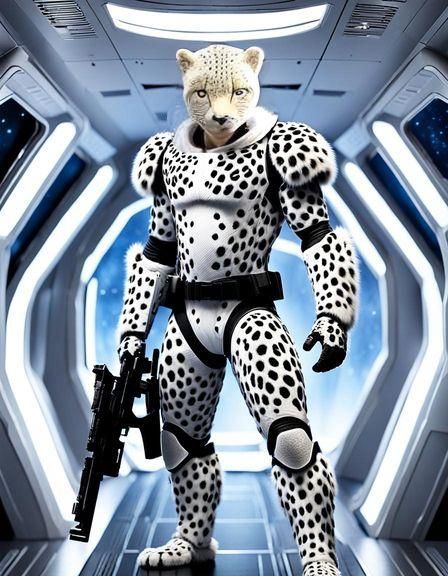 Anthropomorphic Human-leopard Male Soldier.