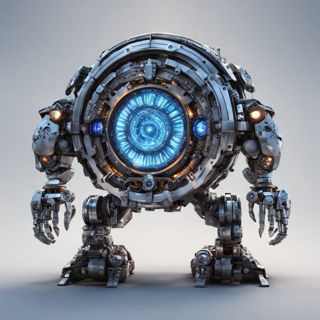 Opalescent Sci-Fi Ammonite with Glowing Accents