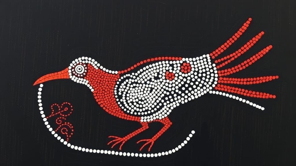 Aboriginal Bird Art: AI-Generated Illustration