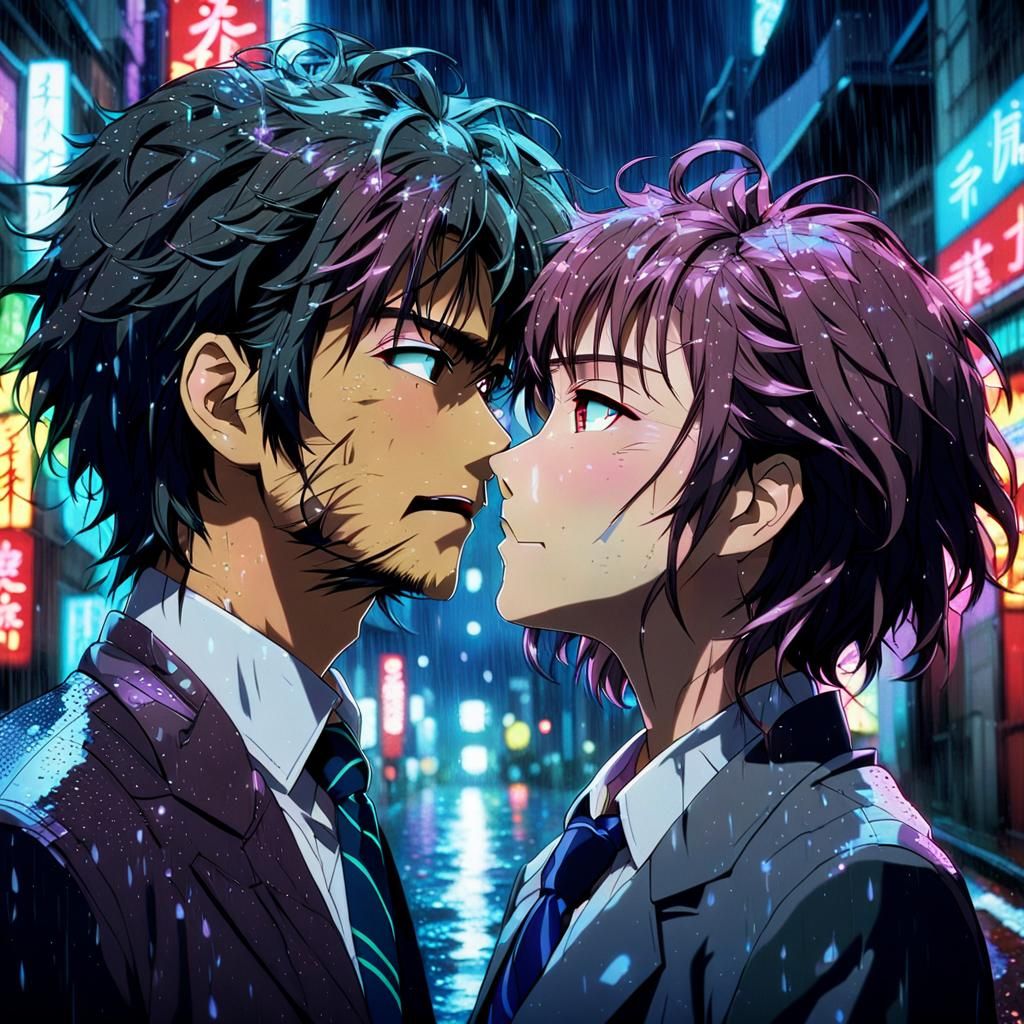 Anime Portrait: Lovers in Neon Tokyo Alley