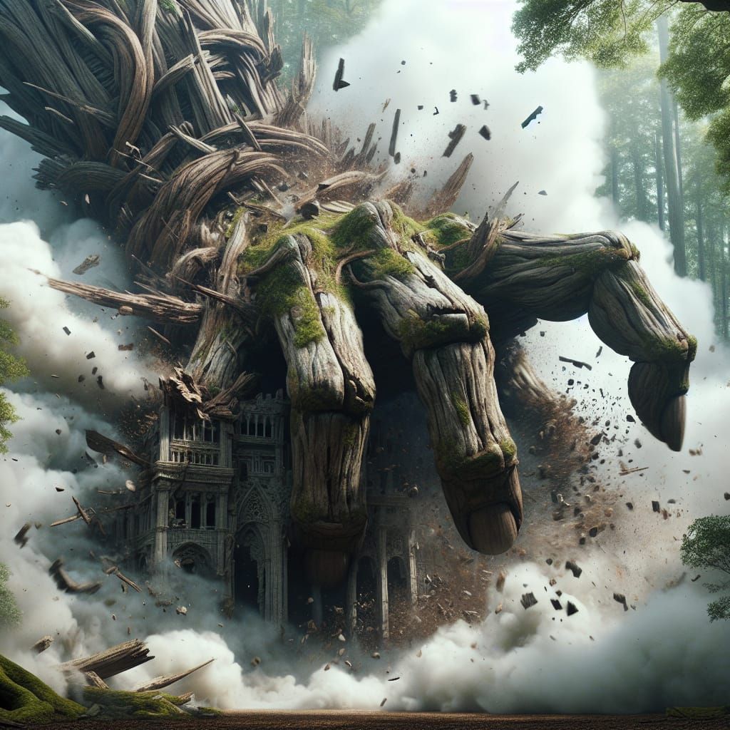 Giant Treant Smashes Fortress in Enchanted Forest