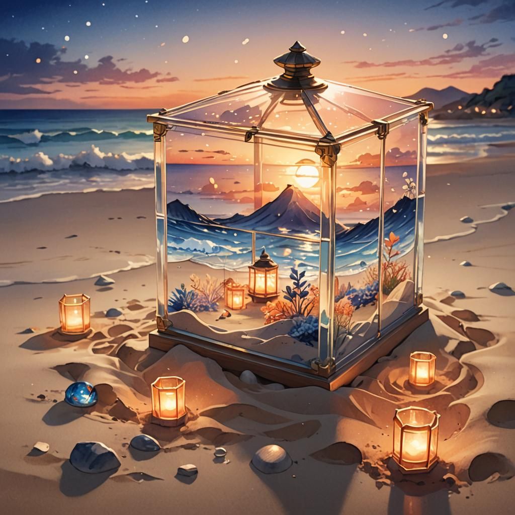 Sunset Beach: Watercolor Anime Key Visual