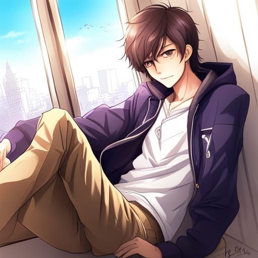 Anime Style Portrait of a Shy Young Man