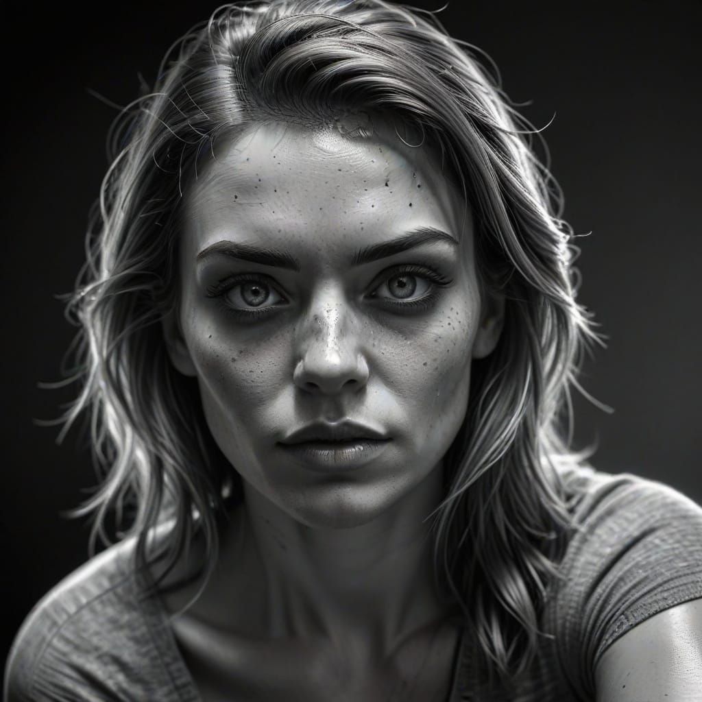 Dramatic Graphite Sketch of Woman's Gaze