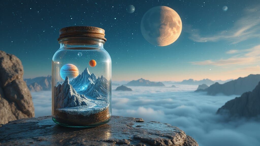 Enchanted Celestial Sphere in Glass Container