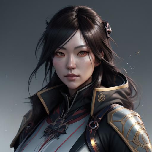 Japanese Gothic Girl Skiing in Artgerm Style