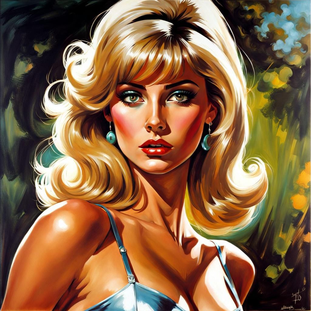 Glamorous 1960s Woman in a Splash Art Style
