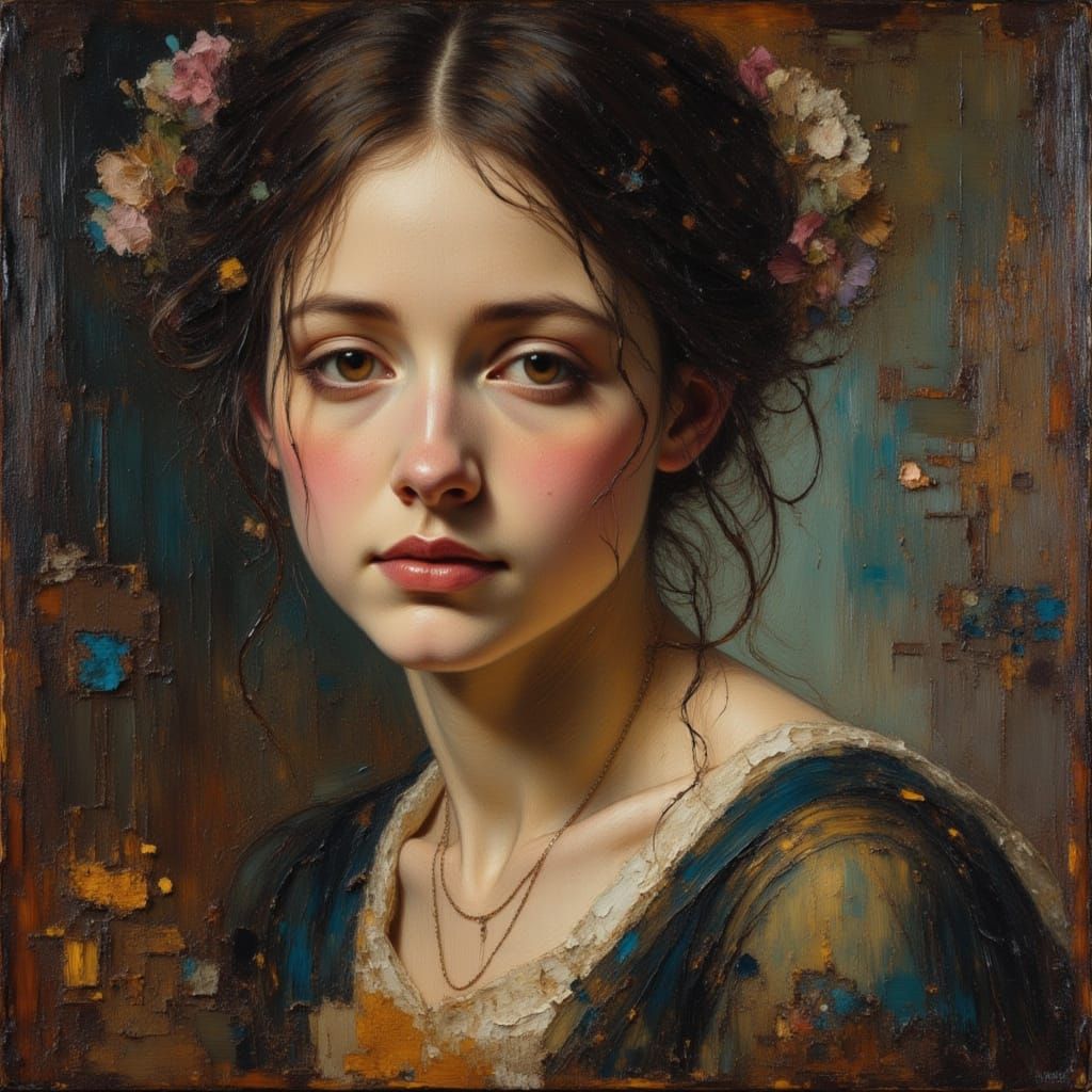 Demure Lady in Caravaggio Style Oil Portrait