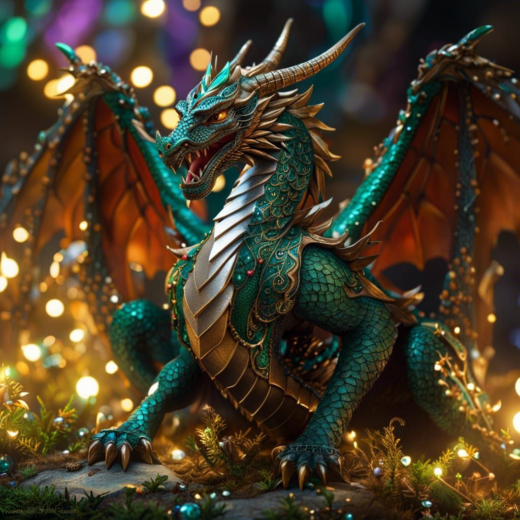 Jeweled Dragon Close-up in Ultra-Detailed Style