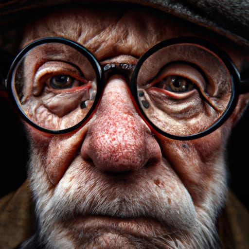 Detailed Portrait of an Old Man with Spectacles