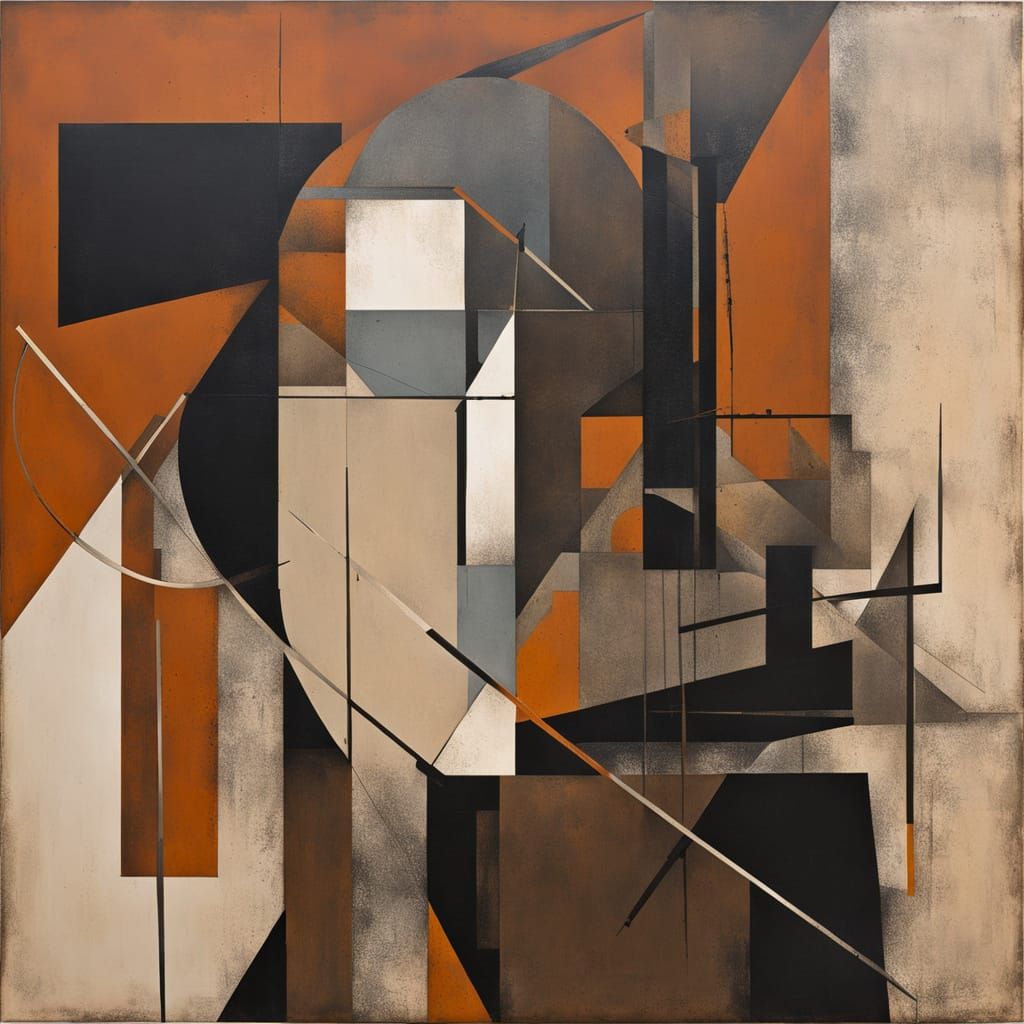 Moody Constructivist Beauty in Charred Geometric Style
