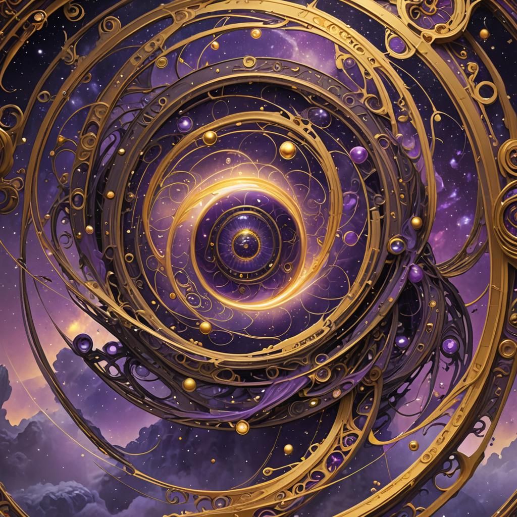 Gravitational Lensing Diagram in Dark Fantasy Style