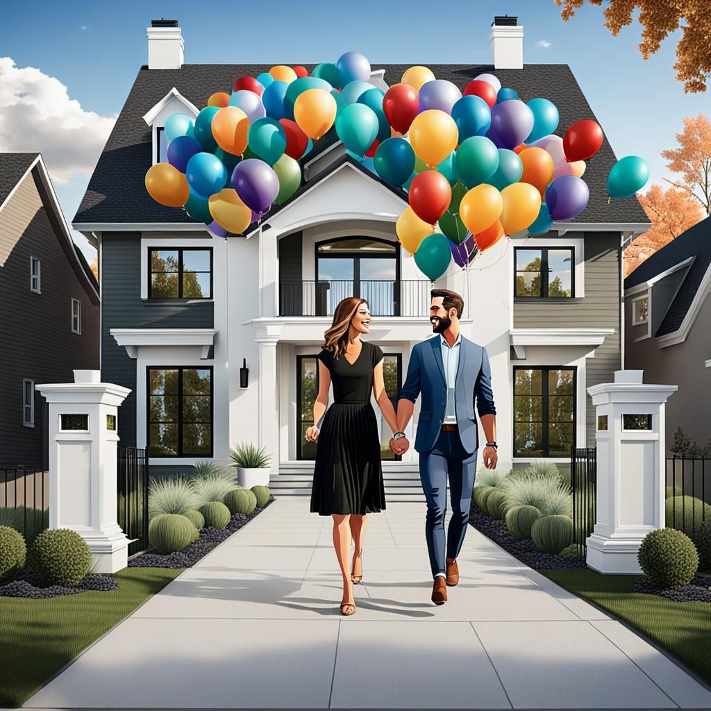Couple Celebrates New Home Purchase in Detailed Digital Art