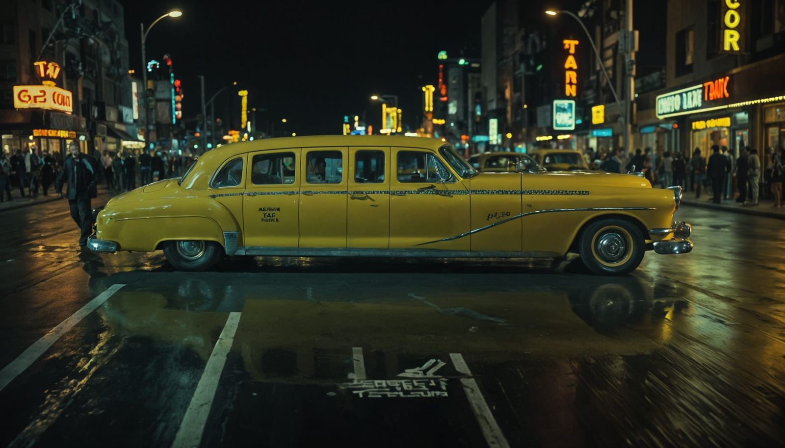 1953 Yellow Cab Taxi Speeding Through Las Vegas