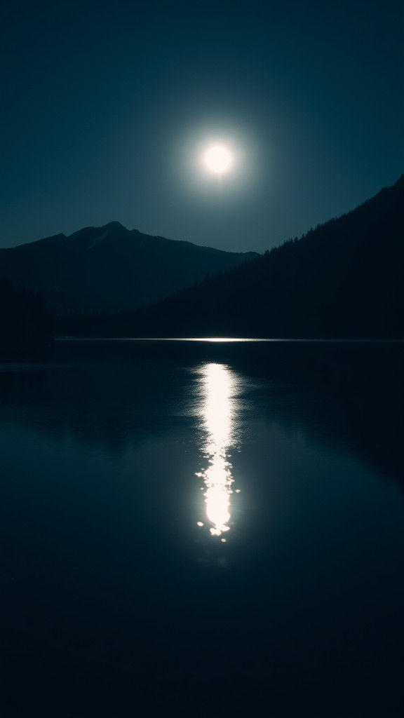 emanating from the lake beneath the lunar glow.