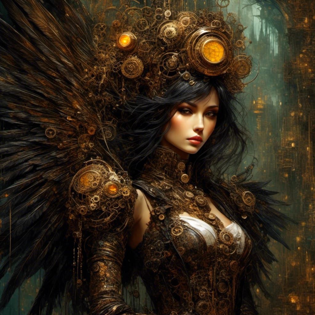 Steampunk Dark Angel with Mechanical Details