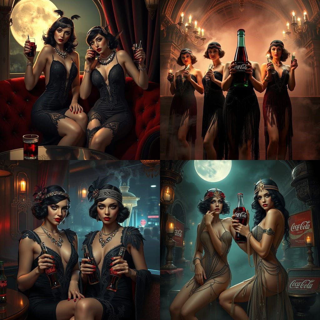 1920s Women Vampires in Opulent Coca-Cola Fantasy